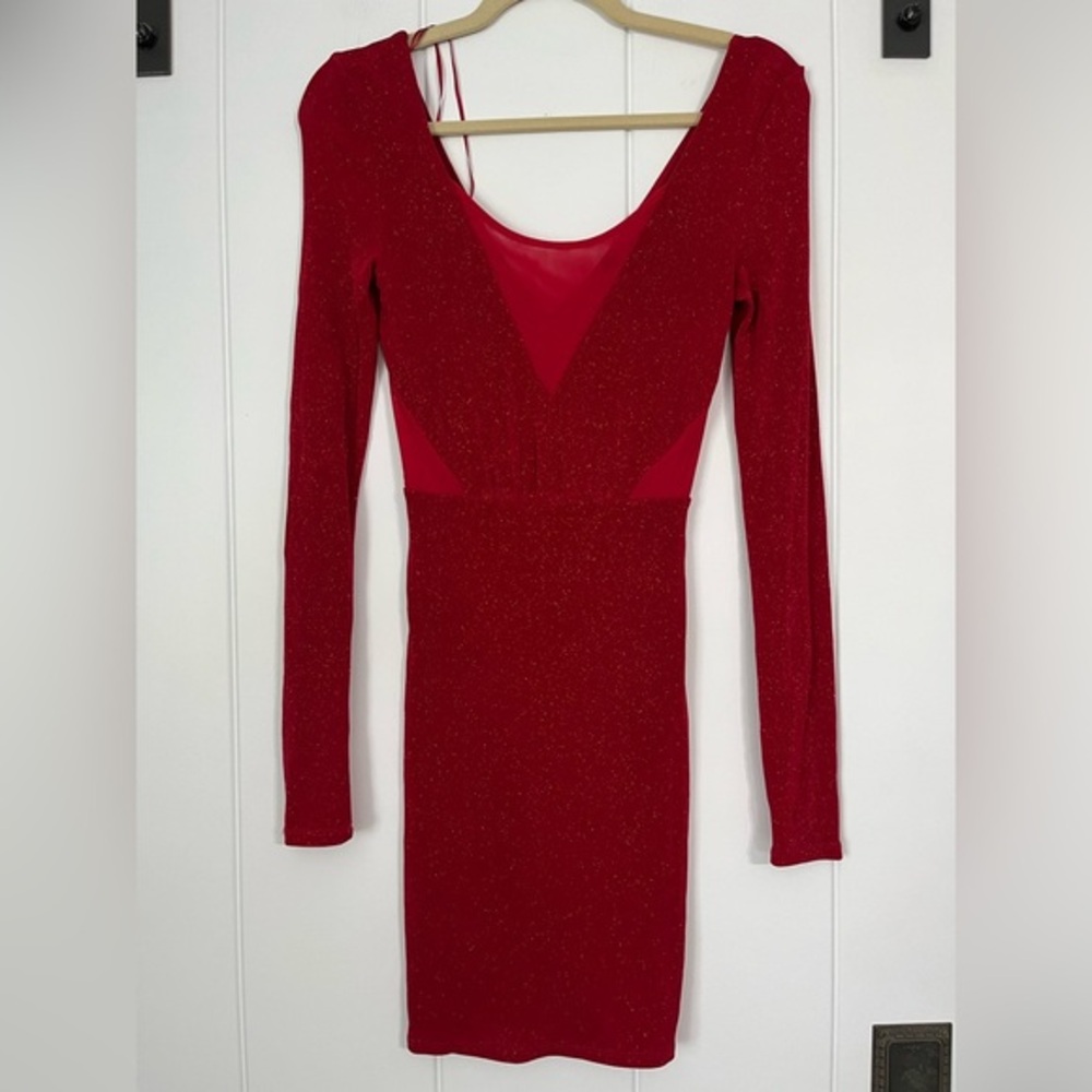 Guess Sparkling Red Long Sleeve Dress